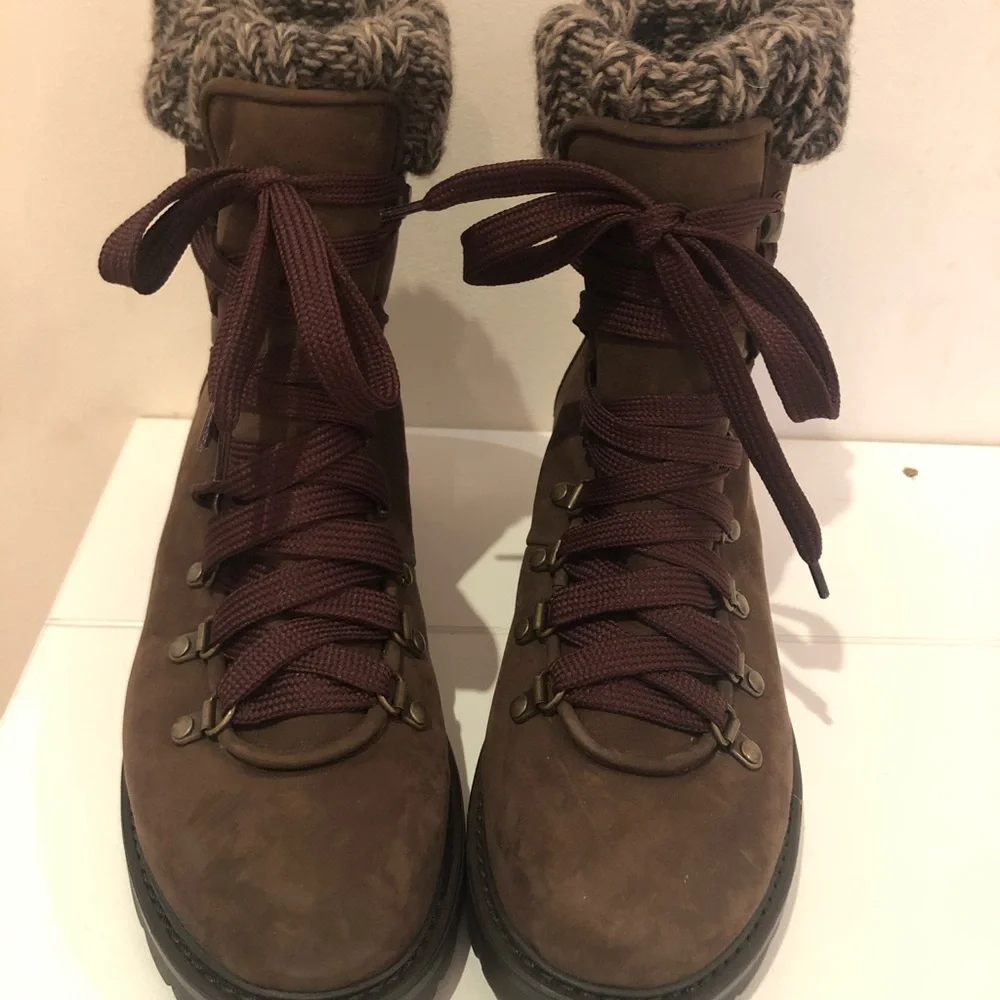 Barneys New York brown suede shearling lined boots - Picture 5 of 7